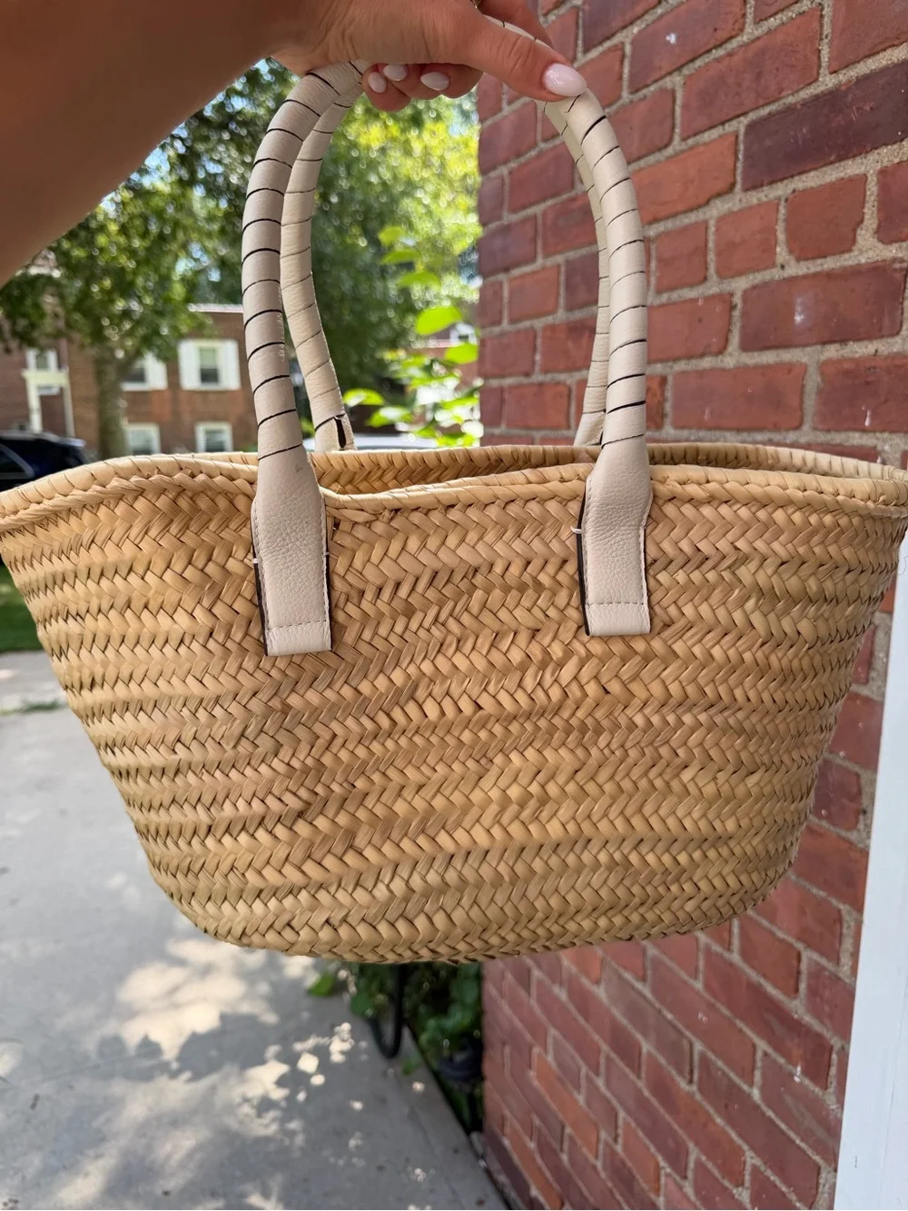 Chloé Woven Straw Tote with Cream Leather Trim